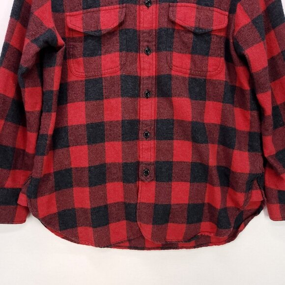 Madewell Flannel Shirt Button Up Red Buffalo Plaid Long Sleeve Size Small Boxy - Picture 5 of 13